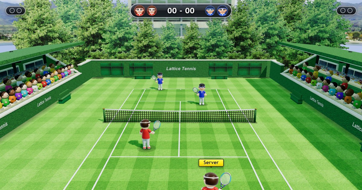 Lattice Tennis court with two pilots at the net key art